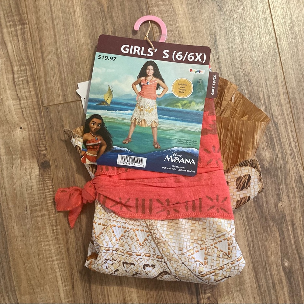 NEW Disney‎ Moana Dress Costume Girls Size S 6/6X Dress Up Imaginative Halloween